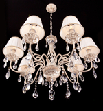 Подвесная люстра 3637/7 белый с золотом / прозрачный хрусталь