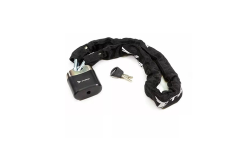 Замок велосипедный TRIX цепь, навесной замок, с ключами, 8×900мм, в тканевой оплетке, стальной, черный