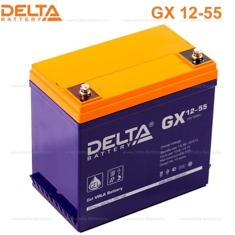 Аккумуляторная батарея Delta GX 12-55 (12V / 55Ah)