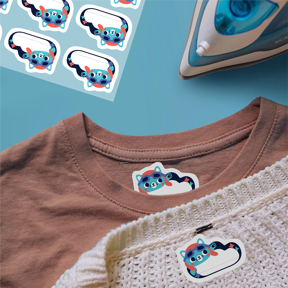 Термонаклейки детские Котик пилот (синий), 18 шт