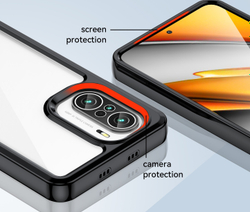 Усиленный прозрачный чехол с черными рамками для Xiaomi Poco F3, увеличенные защитные свойства