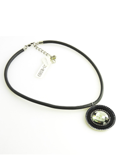 4301 Coeur de Lion кожаное колье с крупным кристаллом Сваровски.