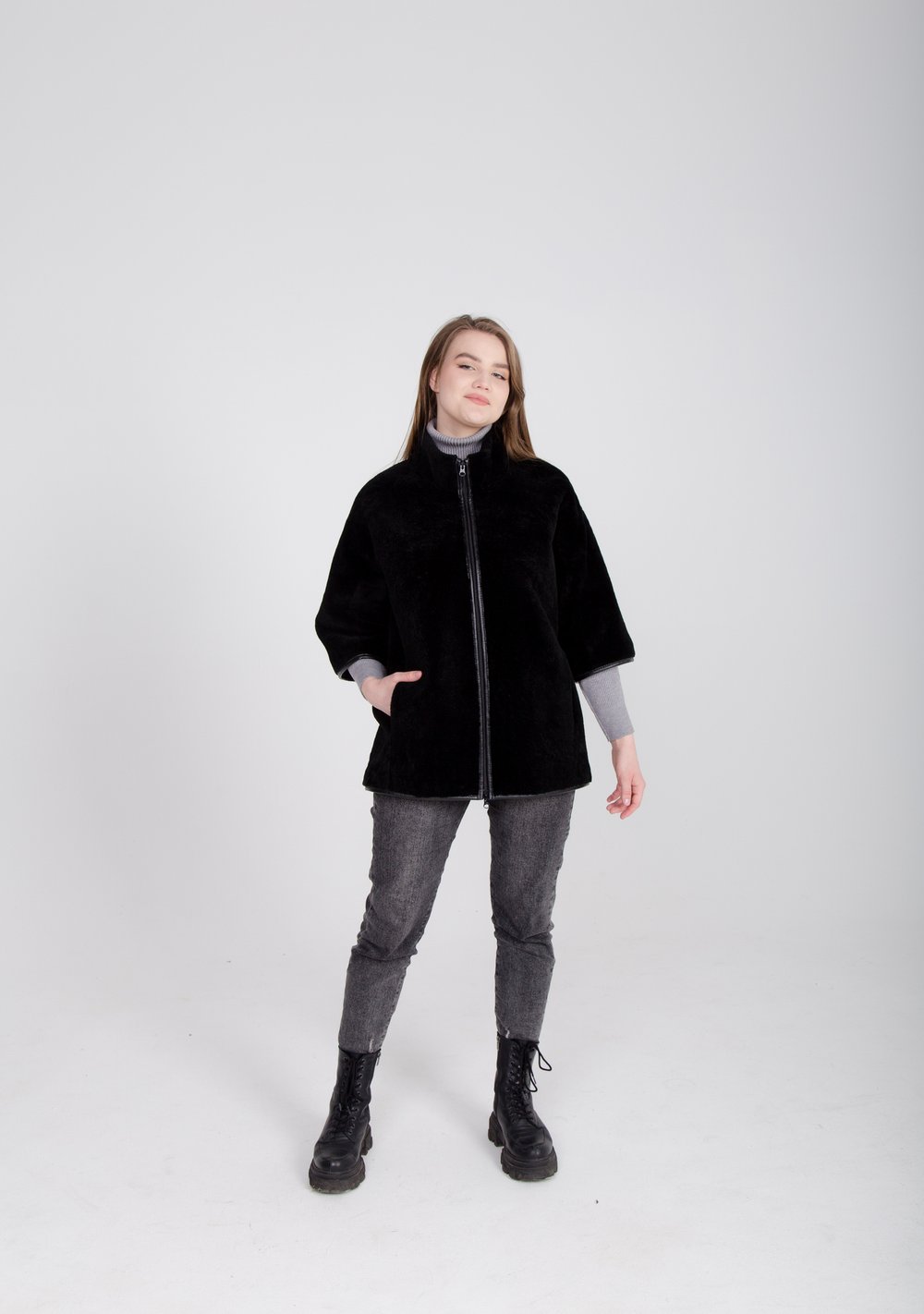 Женский Жилет удлиненный из овчины