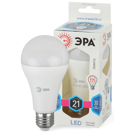 Лампочка светодиодная ЭРА STD LED A65-21W-840-E27 E27 / Е27 21Вт груша нейтральный белый свет