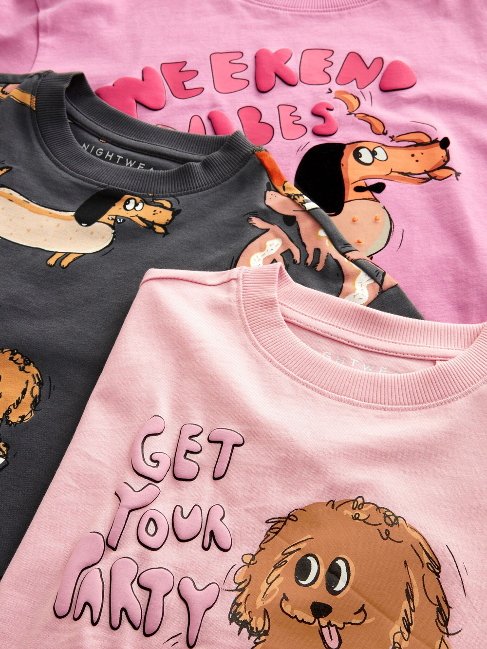 Пижама для девочки Next 855-827, 3 шт., Темно-серый, Розовый