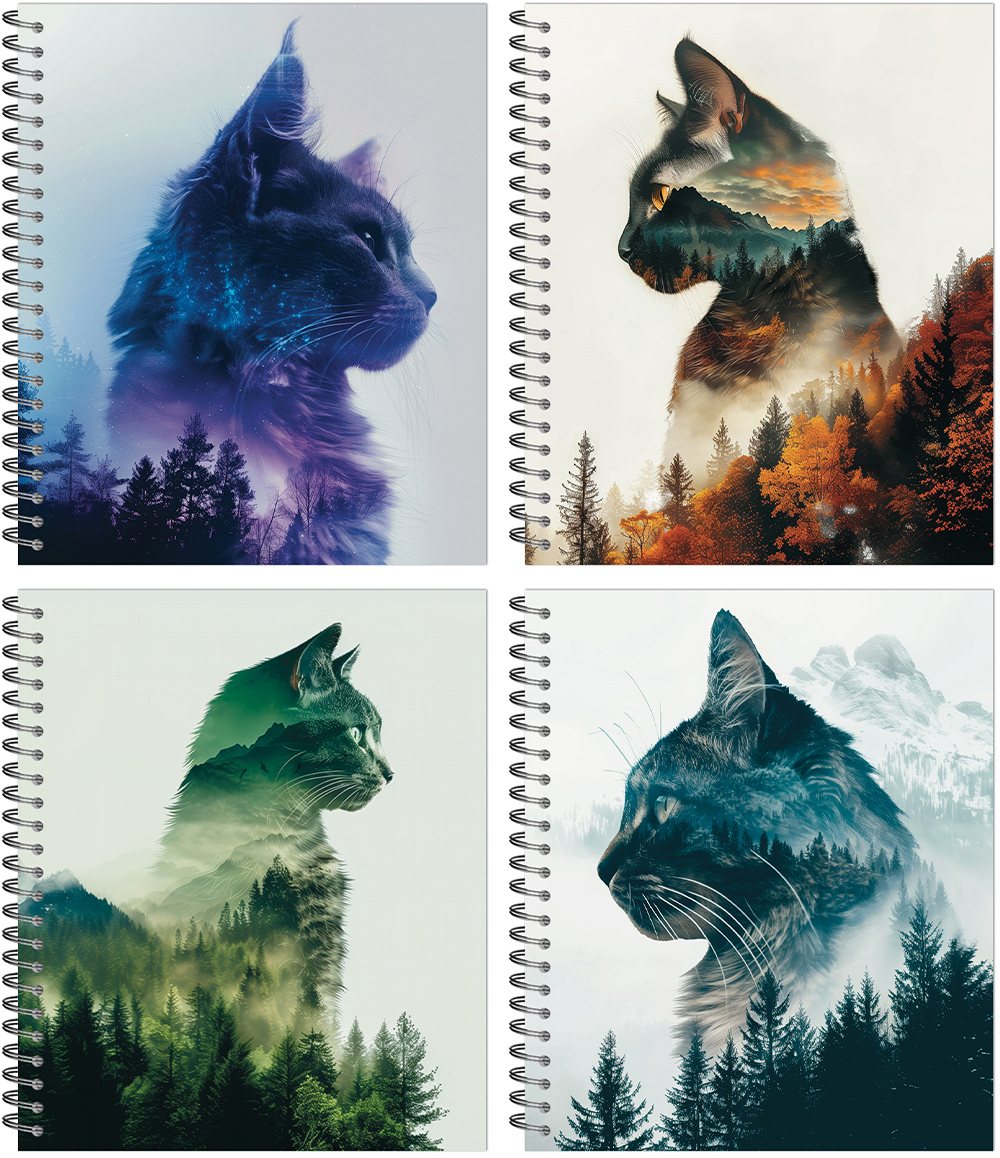 Тетрадь общая "Лесные коты", 48 л., гребень