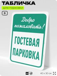 Табличка для парковки "Добро пожаловать, гостевая парковка", для дома, офиса, организаций, 40х30 см, Silver Plane x Айдентика Технолоджи