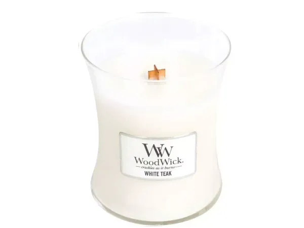WoodWick White Teak - Ароматическая свеча с ароматом сандалового дерева и дуба  275 г