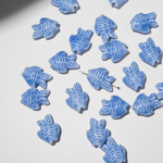 Бусина в форме рыбки, 19*15мм, синяя, глазурированный фарфор