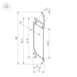 Профиль K-WALL-2000 ANOD (Arlight, Алюминий) 021716