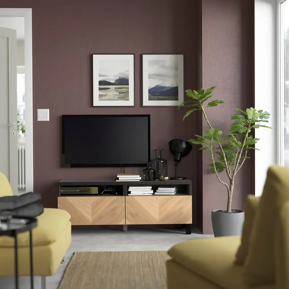 Тумба под ТВ - IKEA BESTÅ/BESTA, 120x42x48 см, черный, Бесто ИКЕА