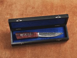 Якутский нож "Амга", сталь Х12МФ, рукоять гранатовая стабилизированная карельская береза / рисунок