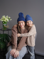 Шапка вязаная хлопковая ТВИНС(Джинс, красный)