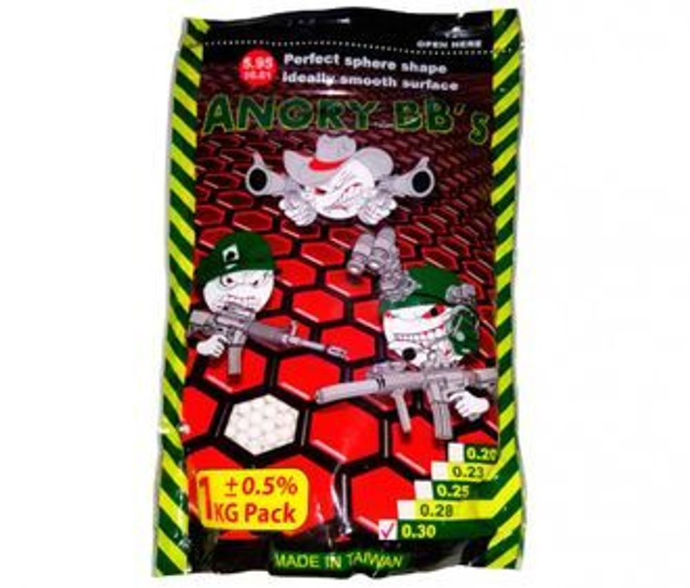 Шарики ANGRY BBs® 0,30 (белые, 1кг. пакет) AG-030