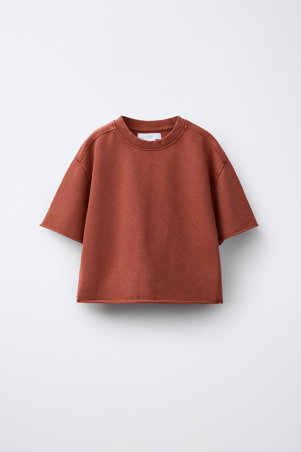 ZARA ФУТБОЛКА С ЭФФЕКТОМ ПОТЕРТОСТИ, МЕДНЫЙ