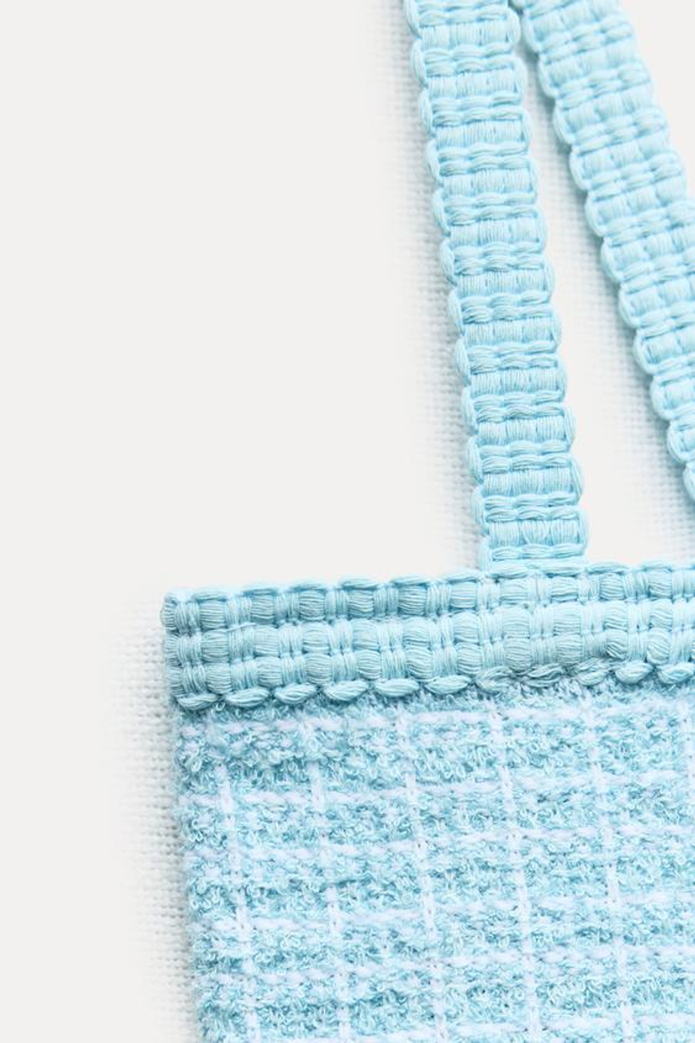 ZARA УКОРОЧЕННЫЙ ТРИКОТАЖНЫЙ ТОП, ГОЛУБОЙ