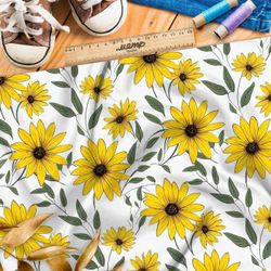 Ткань премиум Оксфорд 600D крупные желтые цветы