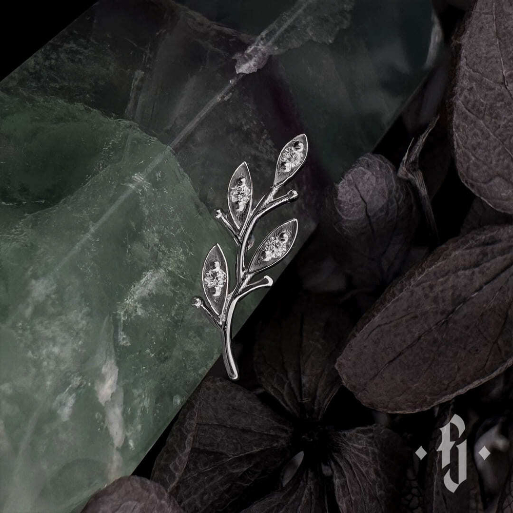 Накрутка "Olive" - Белое золото - White CZ