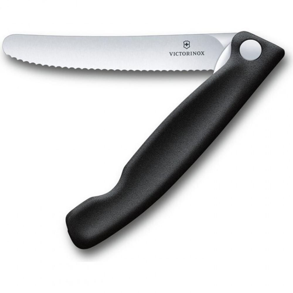 Нож столовый, лезвие 11 см, серрейторная заточка, черный, Victorinox