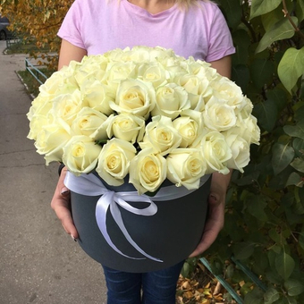 51 белая Роза в коробке