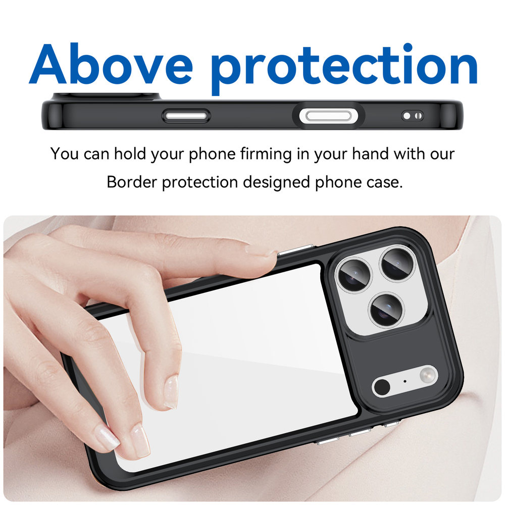 Противоударный чехол для iPhone 17 Pro Max, усиленные защитные рамки черного цвета