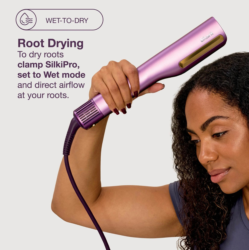 Shark SilkiPro Straight HT401UKPU выпрямитель для волос, фен-стайлер 2-в-1 Wet-to-Dry, профессиональный прибор для укладки волос, керамический выпрямитель