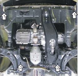 Защита картера Двигателя, КПП. 2 мм, Сталь. для KIA Spectra 2004-2011 MOTODOR.01012