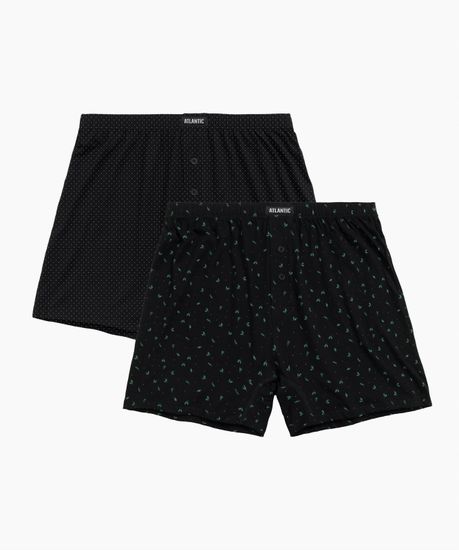 Трусы (2 шт) мужские семейные Atlantic 2MBX-058, хлопок, черный + черный