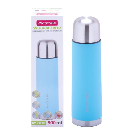 Термос 500 мл. из нержавеющей стали Kamille KM-2001A с прорезиненным покрытием