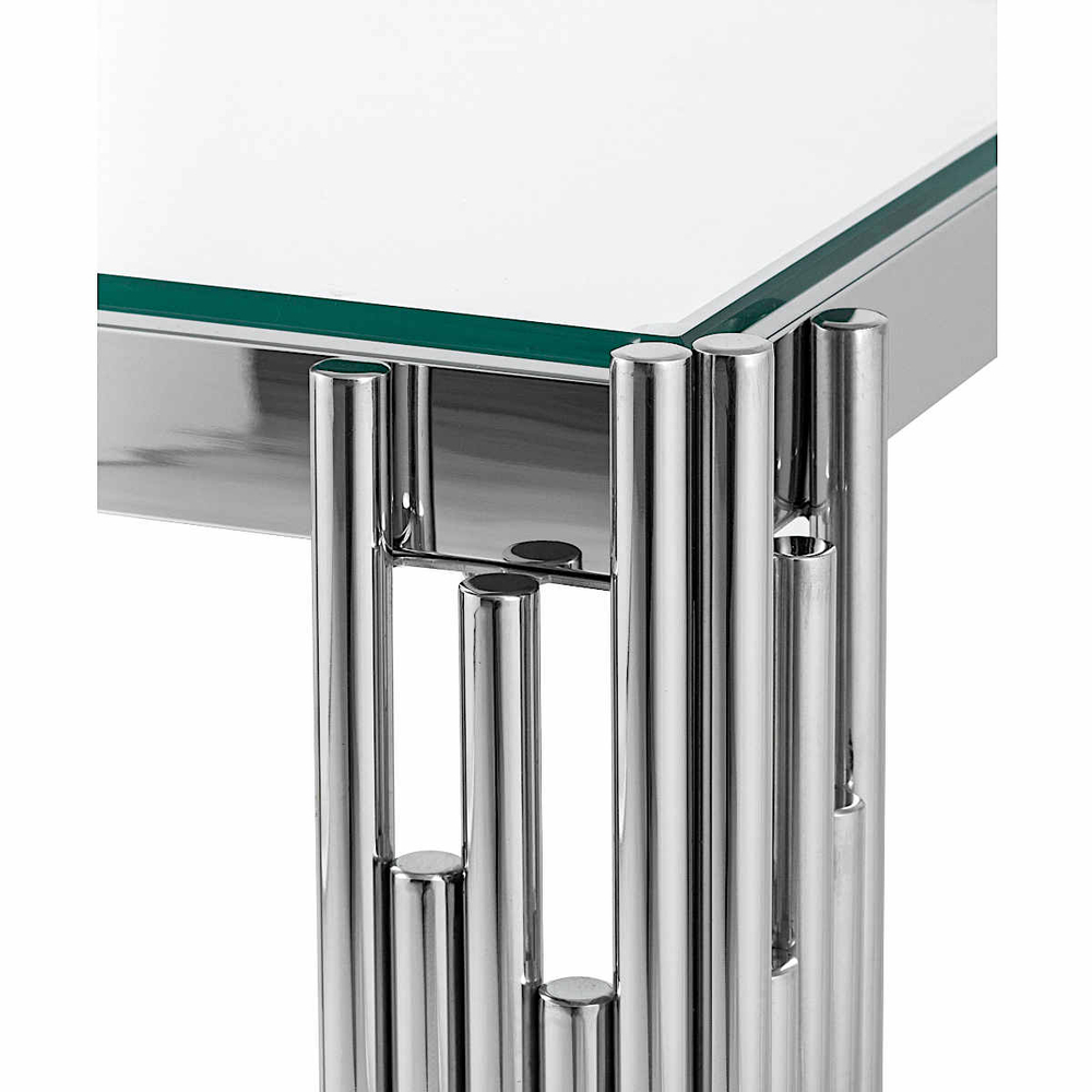 Столик журнальный LA ALTA CONTI прозрачное стекло 55*55*55, каркас серебро