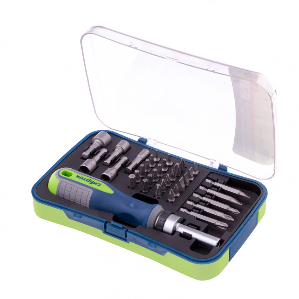 ОТВЕРТКА РЕВЕРСИВНАЯ СИБРТЕХ С НАБОРОМ БИТ И ТОРЦ/ГОЛОВОК 35ШТ 13337