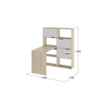 Стол письменный угловой с ящиками Дуб Сонома/Графит Серый, Тип 7, 114,8х110х143,2 см