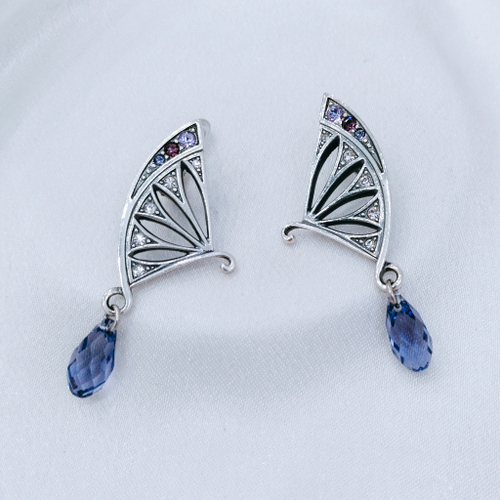 "Иномаратти" серьги в серебряном покрытии из коллекции "Маски" от Jenavi с английским замком