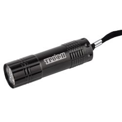 Светодиодный фонарь Трофи TM9-box12 ручной на батарейках в промо-боксе алюминиевый | Трофи