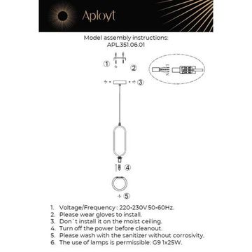 Светильник подвесной 1*G9 APL.351.06.01 черный/белый Klara Aployt