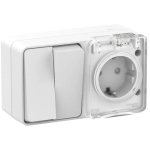 ATLASDESIGN PROFI IP54 О/У БЛОК: РОЗЕТКА с заземл. со шт., 16А, ВЫКЛЮЧАТЕЛЬ 2-клав., 10АХ, БЕЛЫЙ