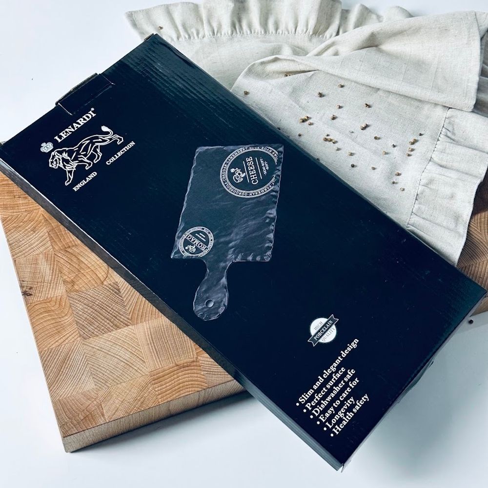 Lenardi 232-026 Сервировочная доска/блюдо 37,5см для сыра BLACKWOOD в под.уп.(х16)Фарфор