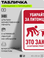 Табличка "Убирайте за питомцами" на дверь и забор, для двора, дома, подъезда, 40х30 см, Silver Plane x Айдентика Технолоджи