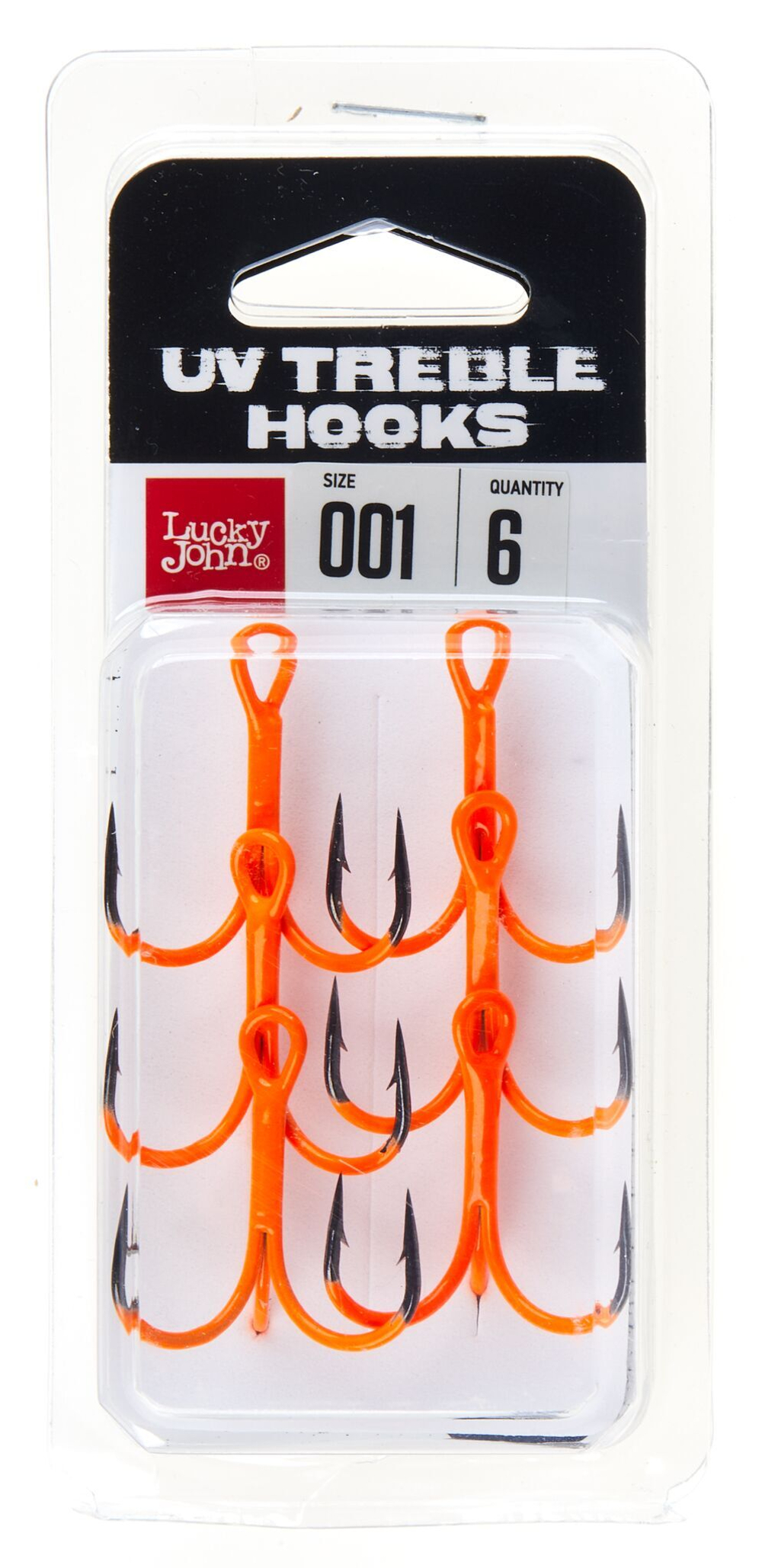 Крючки-тройники Lucky John  Orange UV LJH201 разм.001 6 шт.