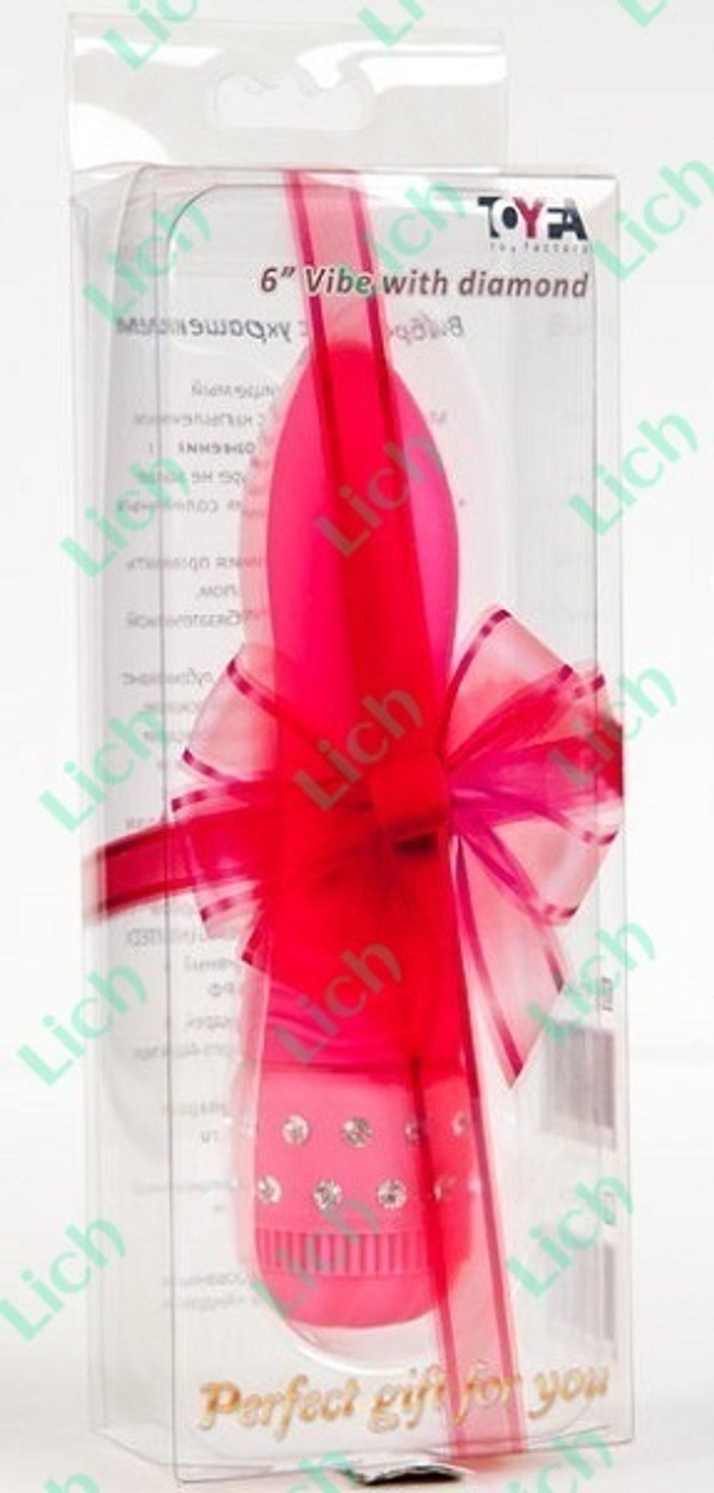 Розовый вибратор с кристаллами на основании