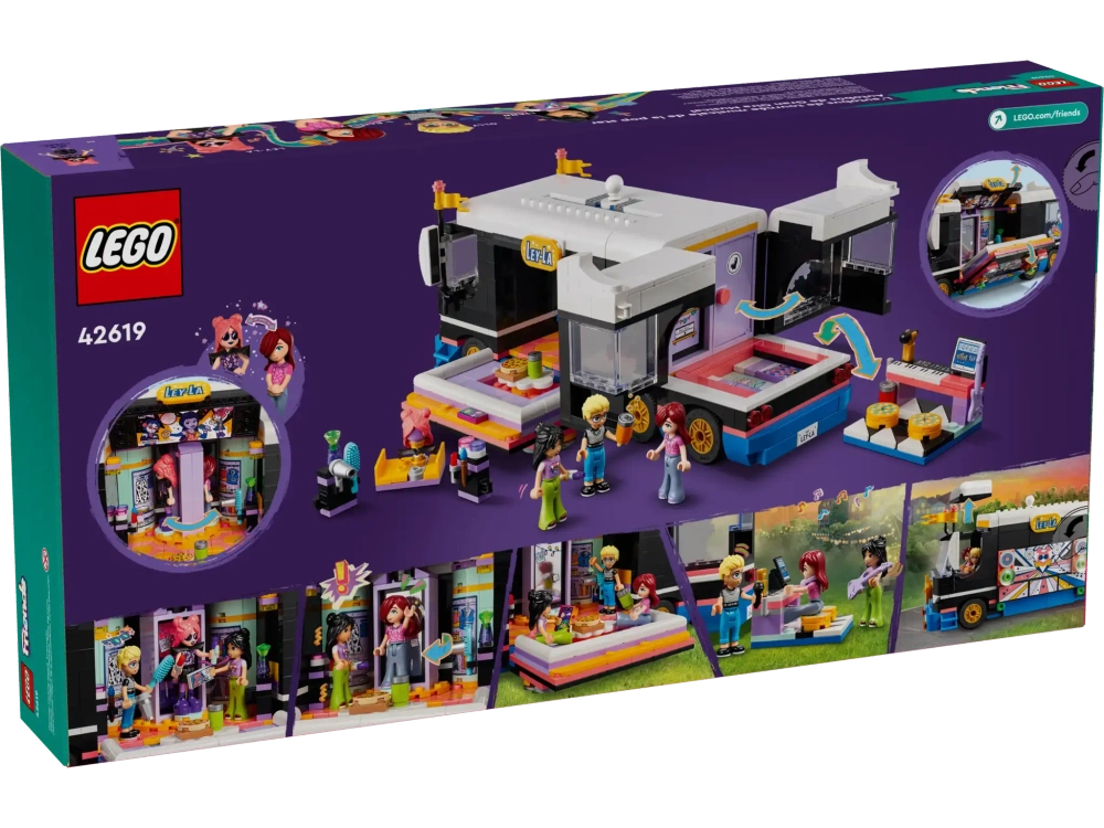 Конструктор LEGO Friends 42619 Автобус для гастролей поп-звездной музыки