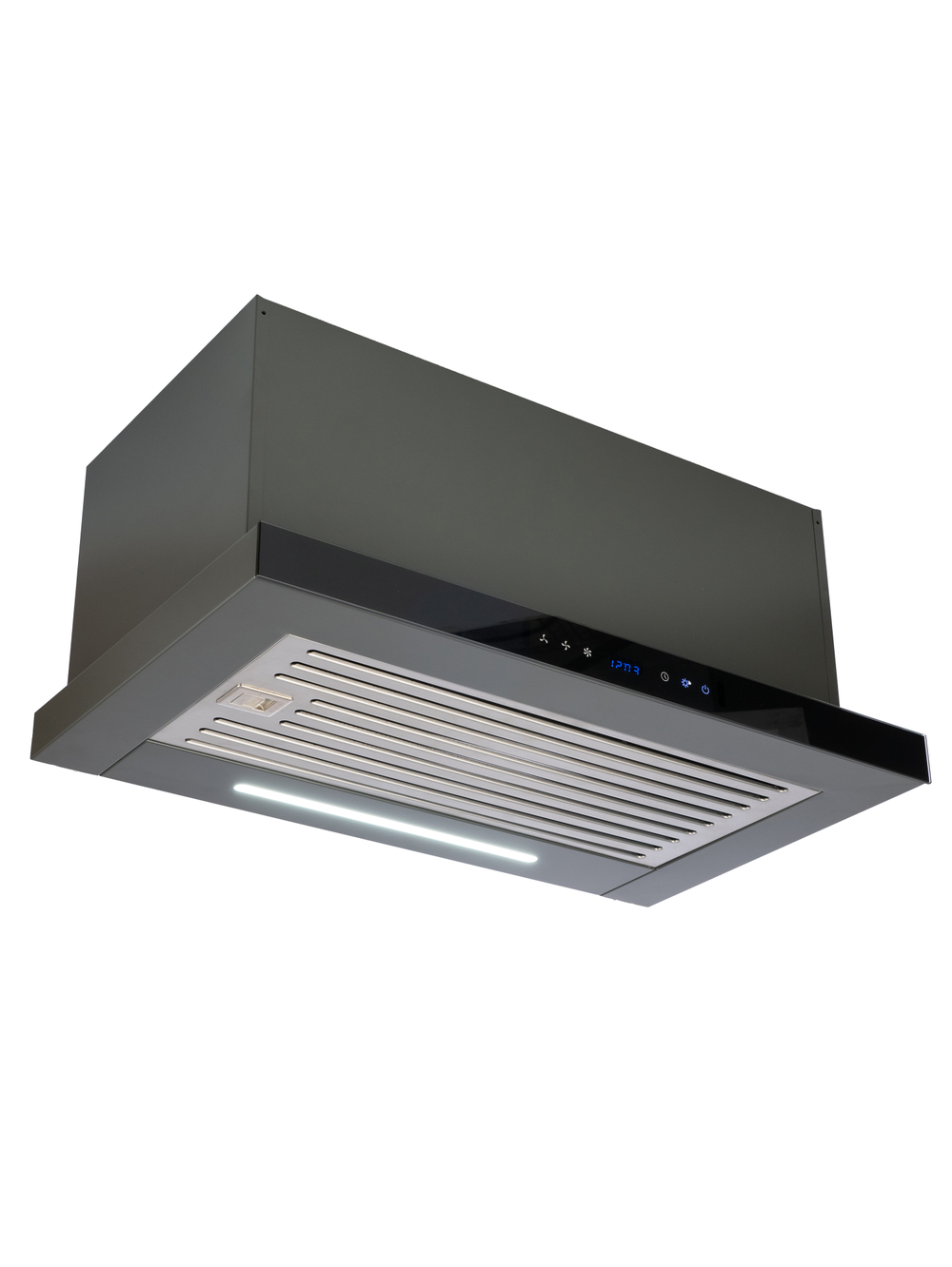 Вытяжка кухонная MACBI Perfa-60G-baf (GREY) серый, D150мм, 1200м3/ч, полновстраиваемая, мотор 230Ватт, стекло 60см, сенсорное управление + управление жестами