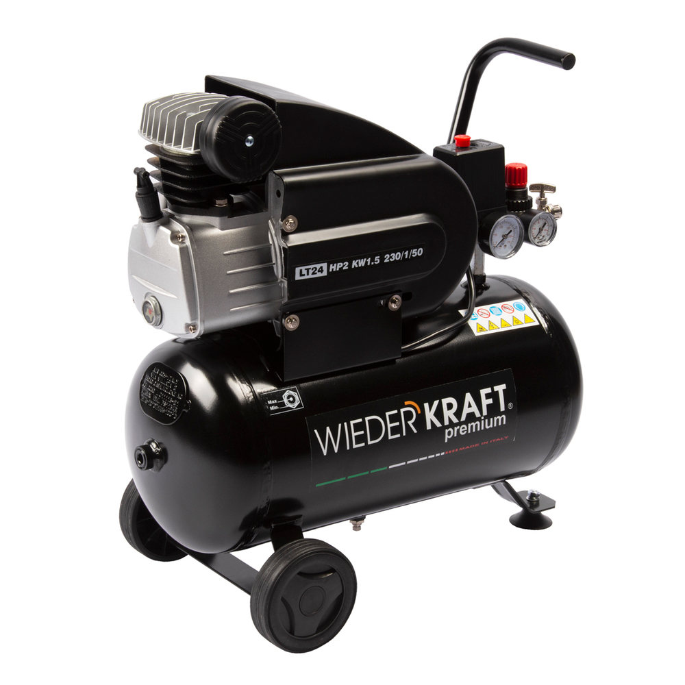 WDK-90225 Компрессор поршневой с прямым приводом 225 л/мин, 1.5 КВт, 220 В, ресивер 24 л