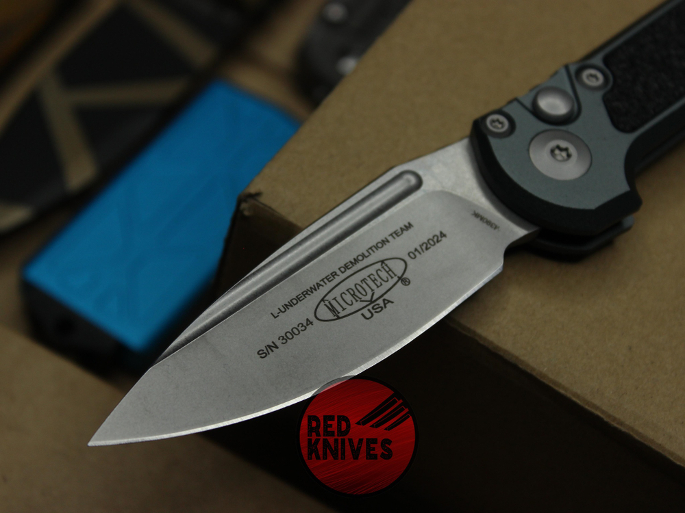 Нож Microtech GREY LUDT Gen III Standard S/E - клинок дроппоинт, серая рукоять