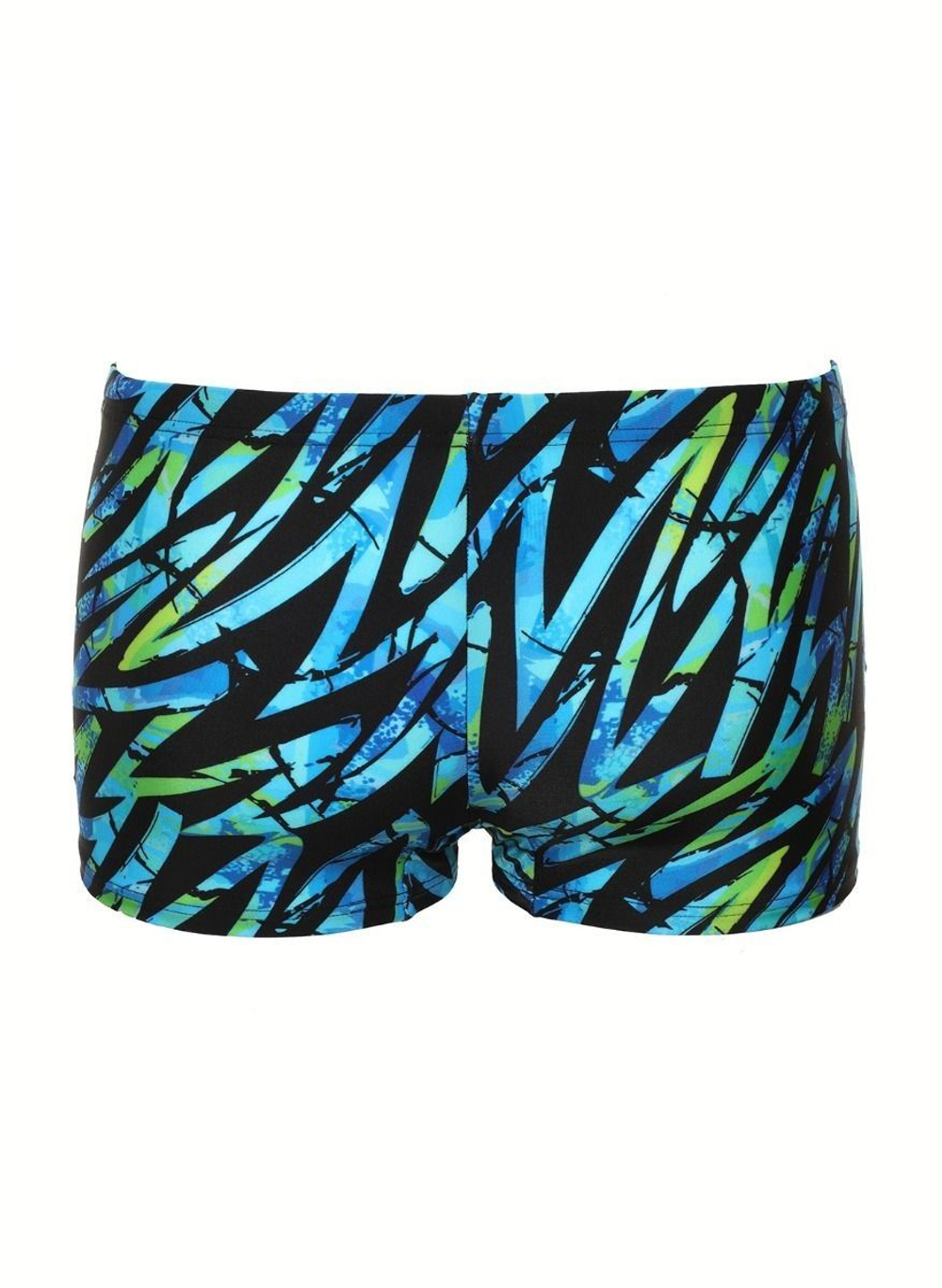 Черные плавки-боксеры с цветными зигзагами (Размер: M) (Цвет: голубой с черным)