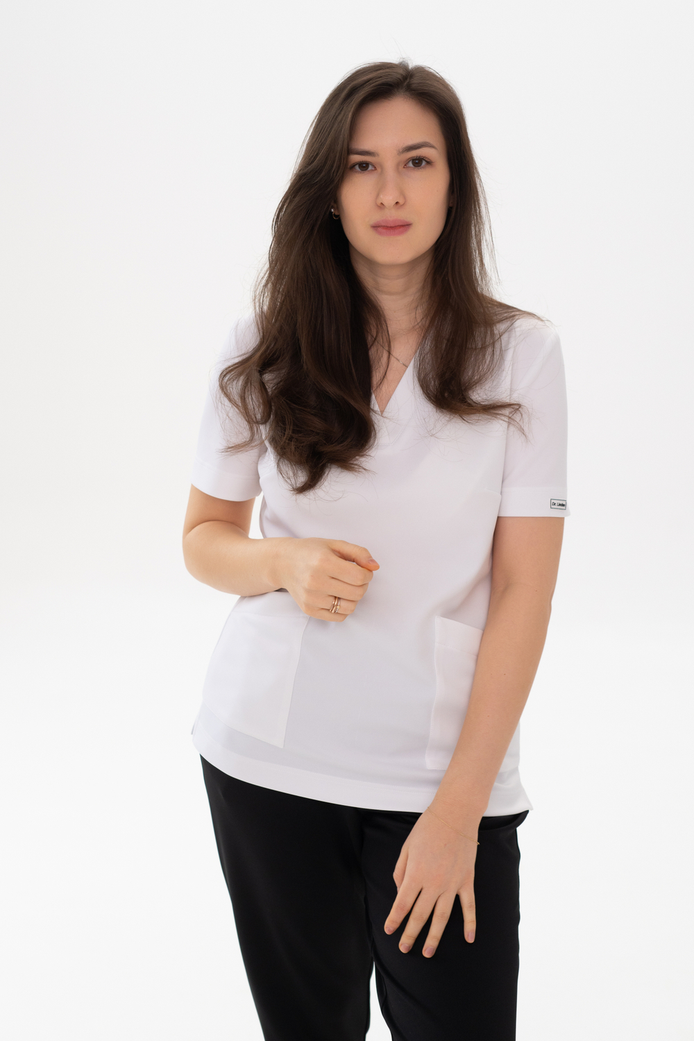 Блуза спорт трикотаж с V-вырезом