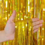 Занавес Дождик Лазерный, Золото, Голография, 100*200 см, 1 шт.