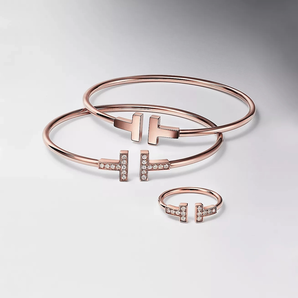 Браслет из золота 18 к (750 проба) с бриллиантами. Tiffany ✨ Коллекция T, В наличии