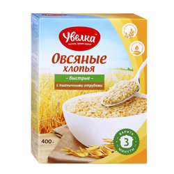 Хлопья овсяные Увелка с отрубями 400 гр