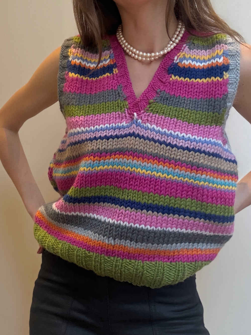 Жилет шерстяной цветные полосы by Ma